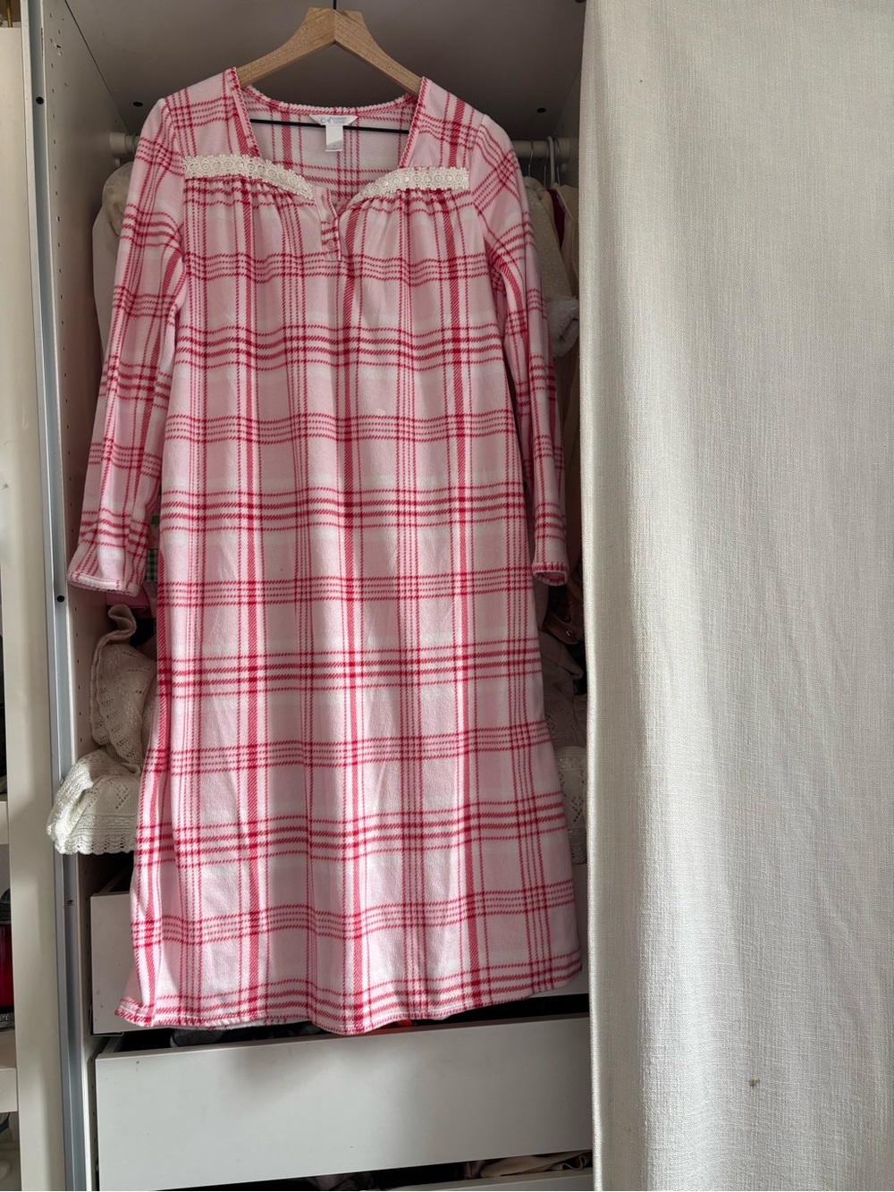 Adonna Pink and Red Plaid Sleep Top